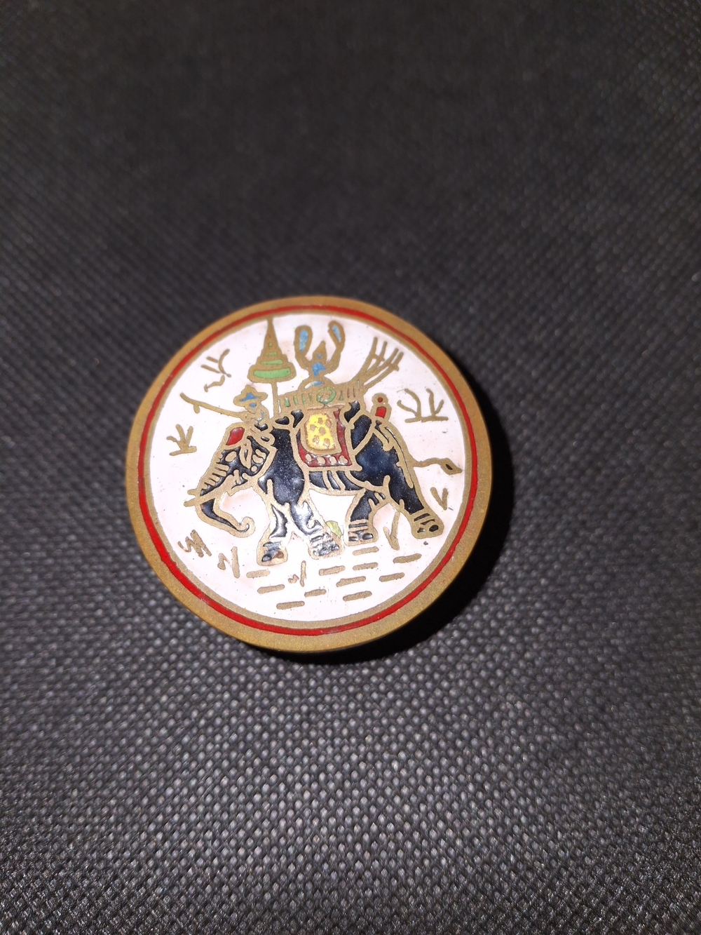 Enamel Elephant  Brass Cloisonné Pill Container